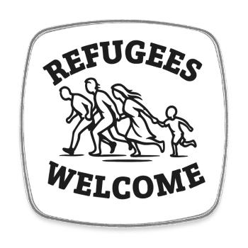 Refugees Willkommen Illustration - Viereckiger Kühlschrankmagnet - Weiß - Vorne