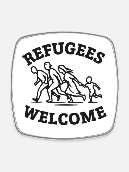 Refugees Welcome Illustration - Square fridge magnet - white