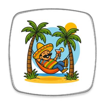 Entspannter Panama-Party-Charme - Viereckiger Kühlschrankmagnet - Weiß - Vorne