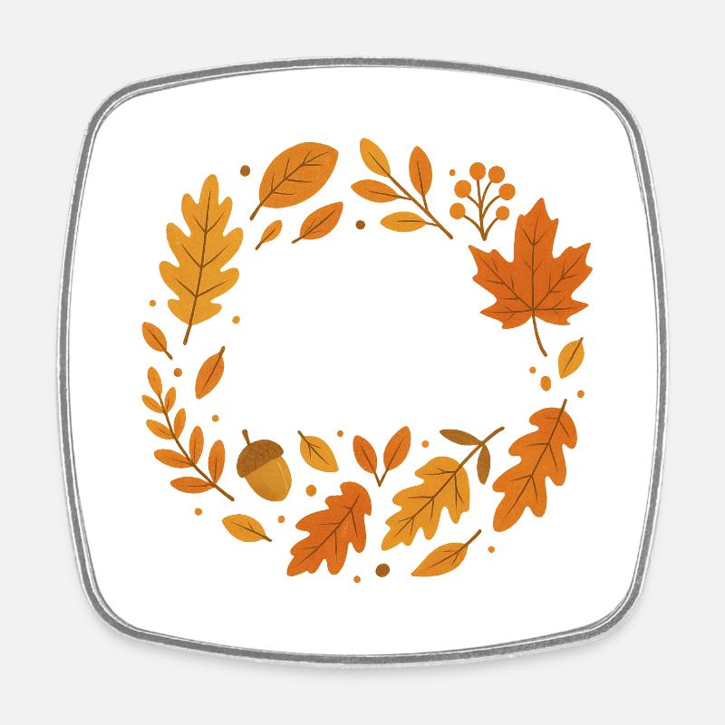 Autumn Foliage Wreath Design - Square fridge magnet - white