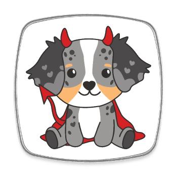 Australian Shepherd Happy Halloween Devil Costume - Square fridge magnet - white - Front