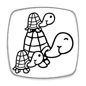 Turtles Family Children Mom Dad Father Mother - Square fridge magnet - white - Front