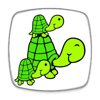 Tortues Famille Enfants Maman Papa Père Mère - Magnet carré - blanc - Devant