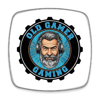 Ancien badge rétro pour gamer - Magnet carré - blanc - Devant