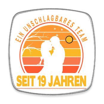 19 Jahre Beziehung Geschenk Ehemann Ehefrau - Viereckiger Kühlschrankmagnet - Weiß - Vorne