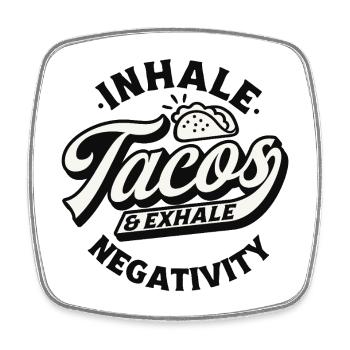 Humorous Taco Exhale T-Shirt - Square fridge magnet - white - Front