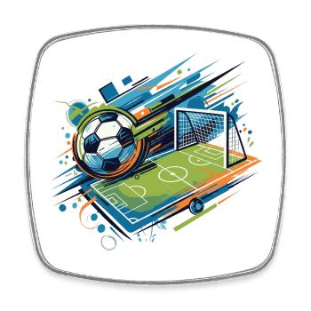 Illustration de football dynamique pour les fans actifs - Magnet carré - blanc - Devant