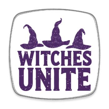 Sorcières unies – Proverbe sur le chapeau de sorcière - Magnet carré - blanc - Devant