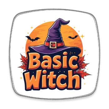 Basic Witch Halloween Saying - Square fridge magnet - white - Front