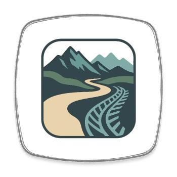 Mountain trail with rail and path design - Square fridge magnet - white - Front
