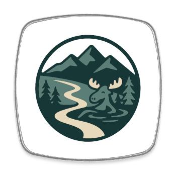 Alpine Moss Natural Landscape Illustration - Square fridge magnet - white - Front