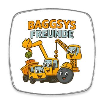 Baggsy Friends Construction Equipment Design - Square fridge magnet - white - Front