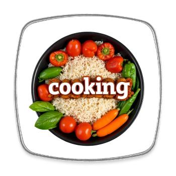 Culinary cooking with fresh vegetables - Square fridge magnet - white - Front