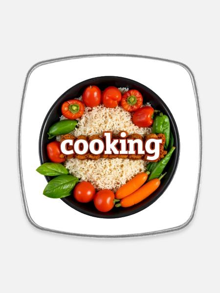 Culinary cooking with fresh vegetables - Square fridge magnet - white