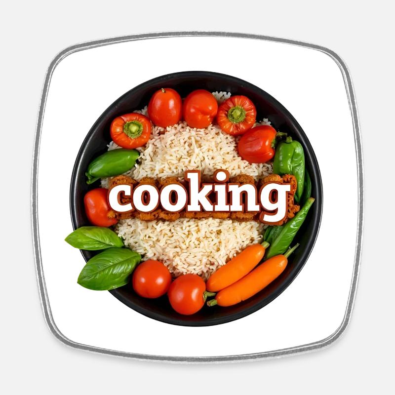 Culinary cooking with fresh vegetables - Square fridge magnet - white