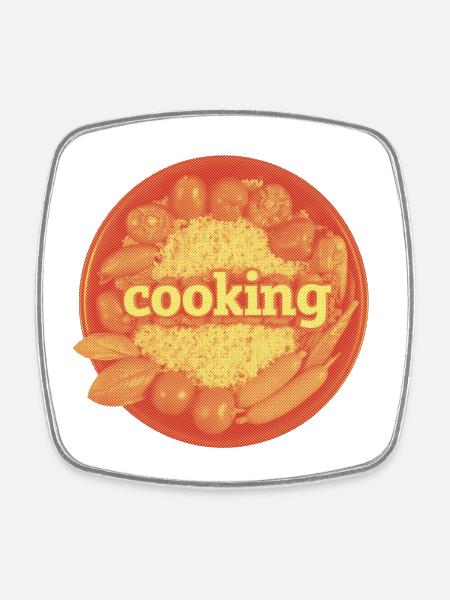 Vegetables and Cuisine Collage - Square fridge magnet - white