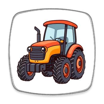 Traktor - Viereckiger Kühlschrankmagnet - Weiß - Vorne