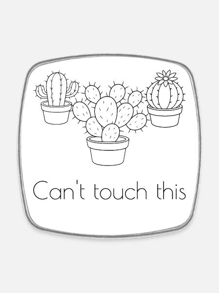 Cactus lineart fun - Square fridge magnet - white