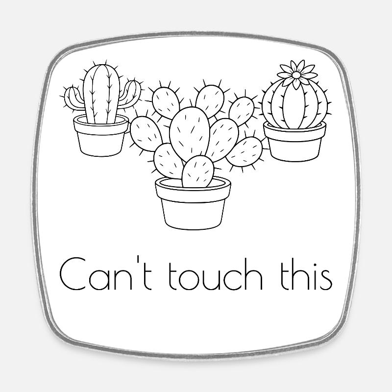 Cactus lineart fun - Magnet carré - blanc