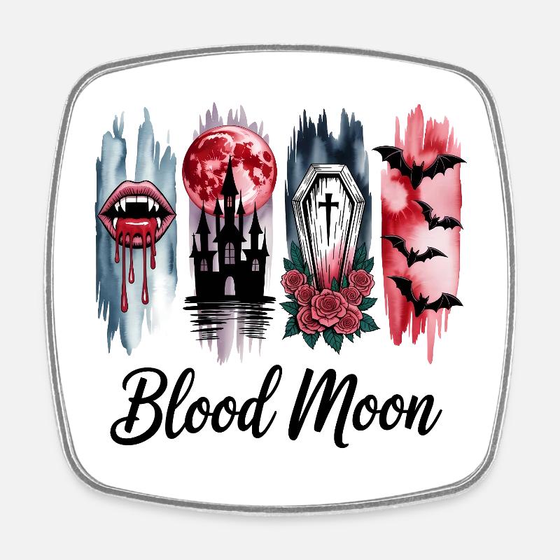 Lune de sang 4 PaneMotif gothique d’Halloween - Magnet carré - blanc