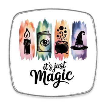 Es ist nur magisches mystisches Hexensymbol-Kunstwerk - Viereckiger Kühlschrankmagnet - Weiß - Vorne