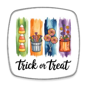 Trick or Treat Candy and Sweets Watercolor Design - Square fridge magnet - white - Front
