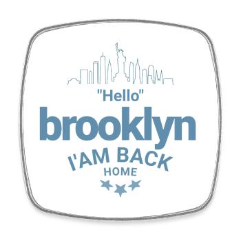 Design Brooklyn Heimkehr - Viereckiger Kühlschrankmagnet - Weiß - Vorne