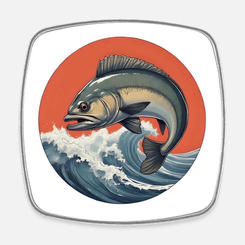 Fish Logo Water in the Storm - Square fridge magnet - white