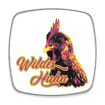 Imprimé expressif motif de poulet sauvage - Magnet carré - blanc - Devant