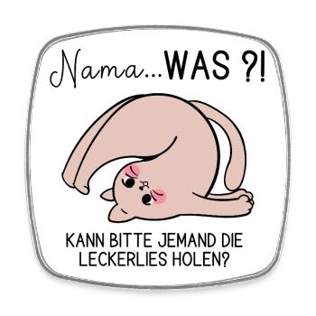 Verwirrte Yoga-Katze –Selfcare-Yoga-Humor - Viereckiger Kühlschrankmagnet - Weiß - Vorne
