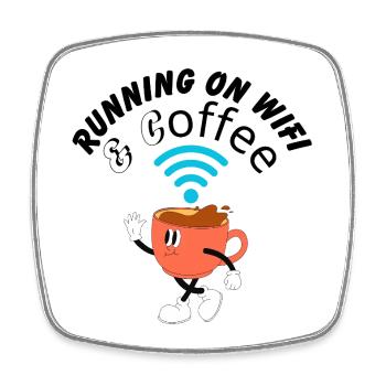 Coffee Mug with Wi-Fi Theme Coffee&Wifi style - Square fridge magnet - white - Front