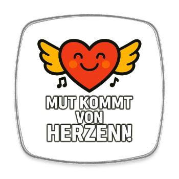 Mut_kommt_von_Herzen - Viereckiger Kühlschrankmagnet - Weiß - Vorne