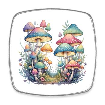 Fantasy mushroom forest in pastel colors - Square fridge magnet - white - Front