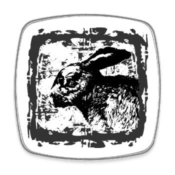 Silhouette de lapin noir et blanc - Magnet carré - blanc - Devant