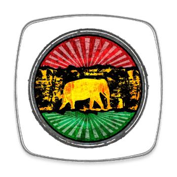 Elephant motif with reggae symbol - Square fridge magnet - white - Front