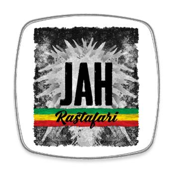 JAH Symbole Rastafari avec Ruban - Magnet carré - blanc - Devant