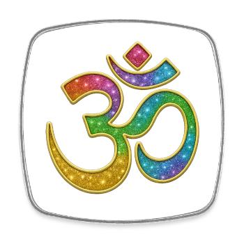 Regenbogen Om Symbol im Glitter-Design - Viereckiger Kühlschrankmagnet - Weiß - Vorne