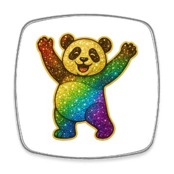 Glitzernder Regenbogen Panda - Viereckiger Kühlschrankmagnet - Weiß - Vorne