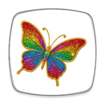 Farbiger Glitzer-Schmetterling - Viereckiger Kühlschrankmagnet - Weiß - Vorne