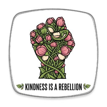 Freundlichkeit ist ein Rebellion Blumenfaust-Design - Viereckiger Kühlschrankmagnet - Weiß - Vorne