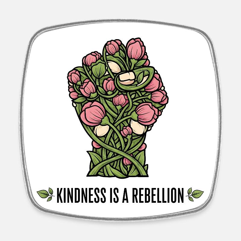 Freundlichkeit ist ein Rebellion Blumenfaust-Design - Viereckiger Kühlschrankmagnet - Weiß