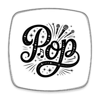 Pop - Coole Musik Logo - Viereckiger Kühlschrankmagnet - Weiß - Vorne