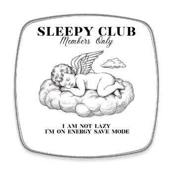Angel Sleepy Club – Vintage Cherub Energy Save - Square fridge magnet - white - Front