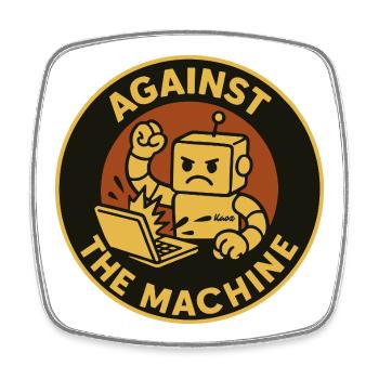 Retro-Roboter-Widerstand gegen die Maschine - Viereckiger Kühlschrankmagnet - Weiß - Vorne