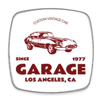 Voiture vintage sur mesure – Garage Los Angeles - Magnet carré - blanc - Devant