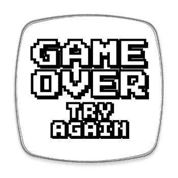 Game Over – Versuchen Sie es erneut Pixel Design - Viereckiger Kühlschrankmagnet - Weiß - Vorne