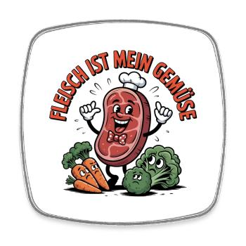 Meat is my vegetable cartoon design - Square fridge magnet - white - Front