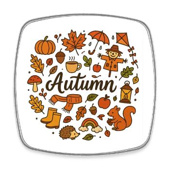 Autumnal nature motifs in warm colours - Square fridge magnet - white - Front