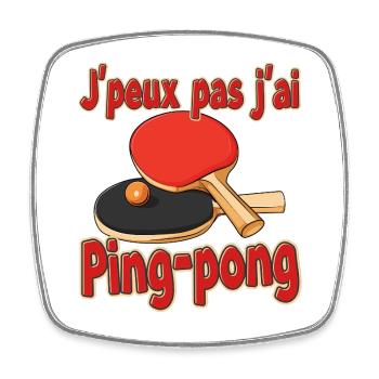 Ping-Pong Drawing Humor I Can't - Square fridge magnet - white - Front
