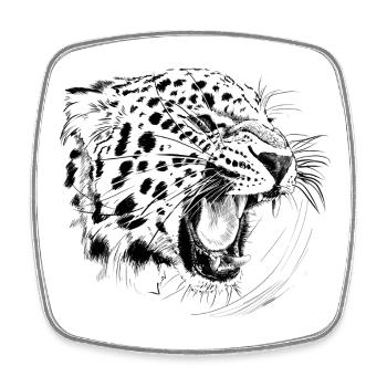 Leopard - Square fridge magnet - white - Front